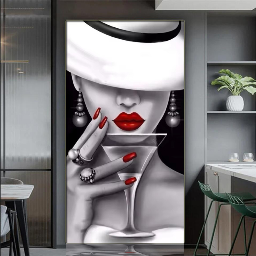 Nail Art Valentine - Femme élégante plein diamant mosaïque Kits