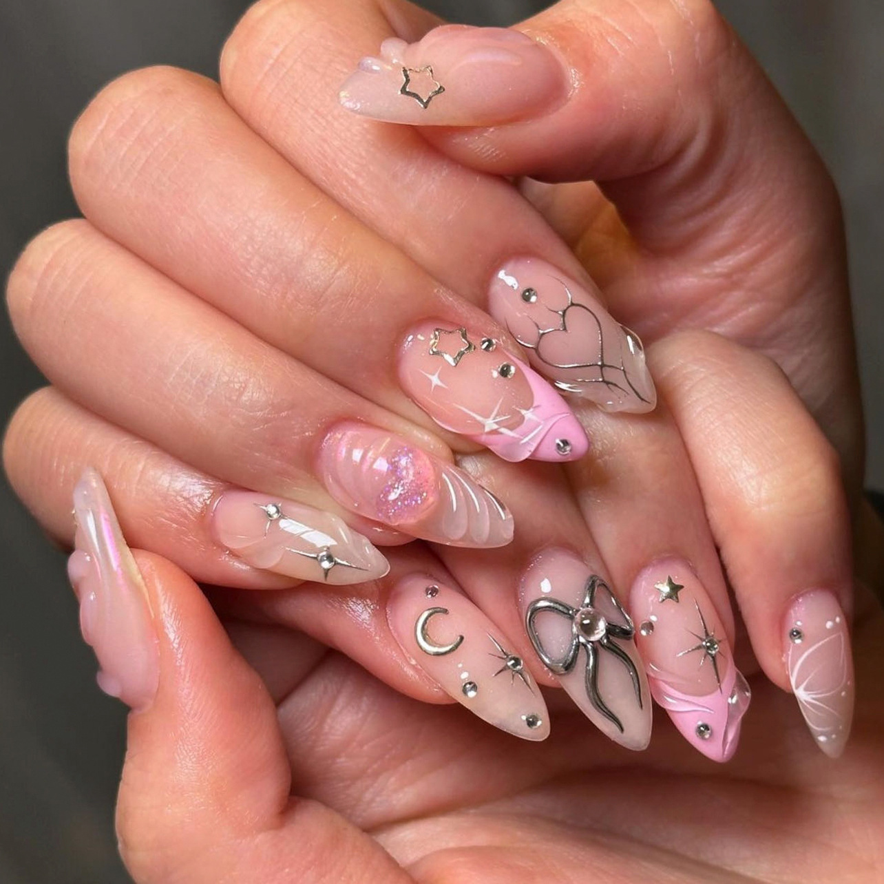 Nail Art Valentine - 24 pièces arc faux ongles ensembles