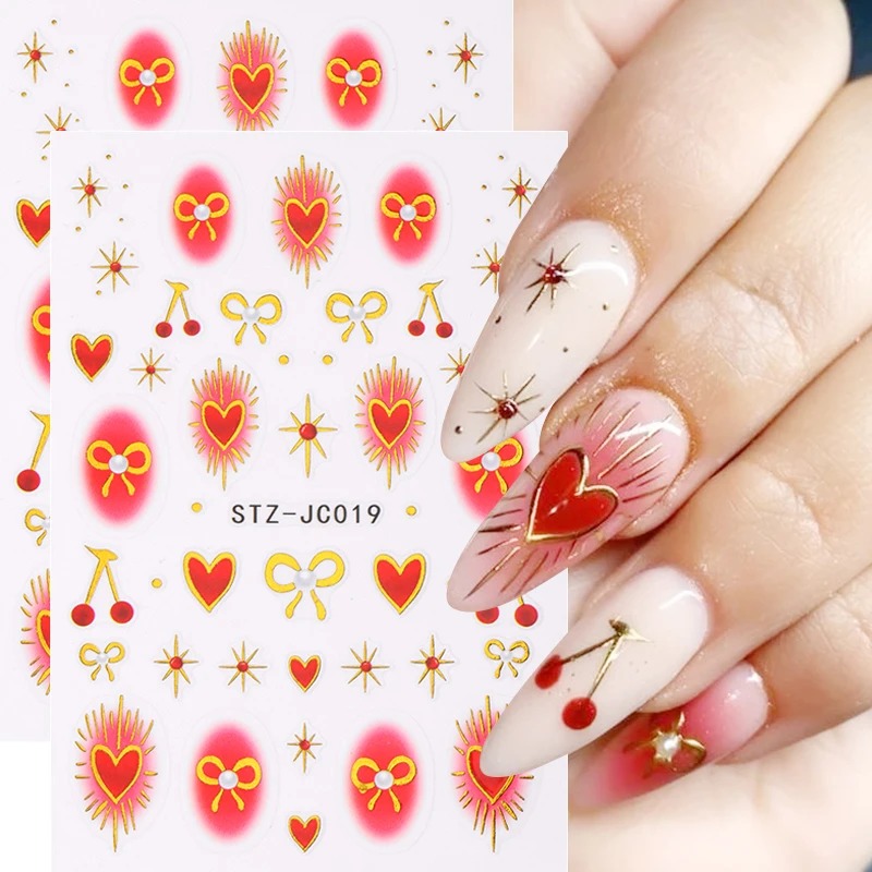 Nail Art Valentine - Autocollants Y2K Bronzing Heart Blusher pour