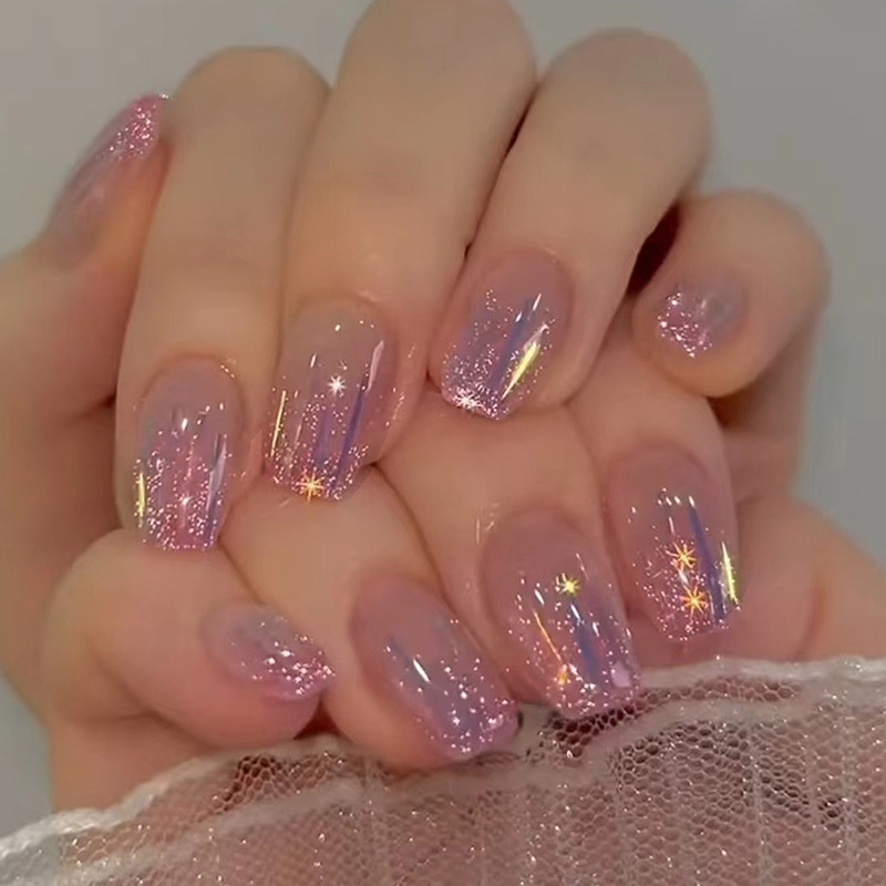 Nail Art Glossy - Faux ongles courts pour femmes et